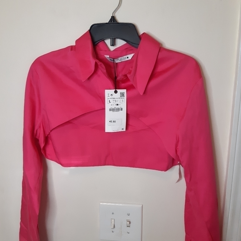 Zara POPLIN CROPPED TOP - Picture 6 of 8